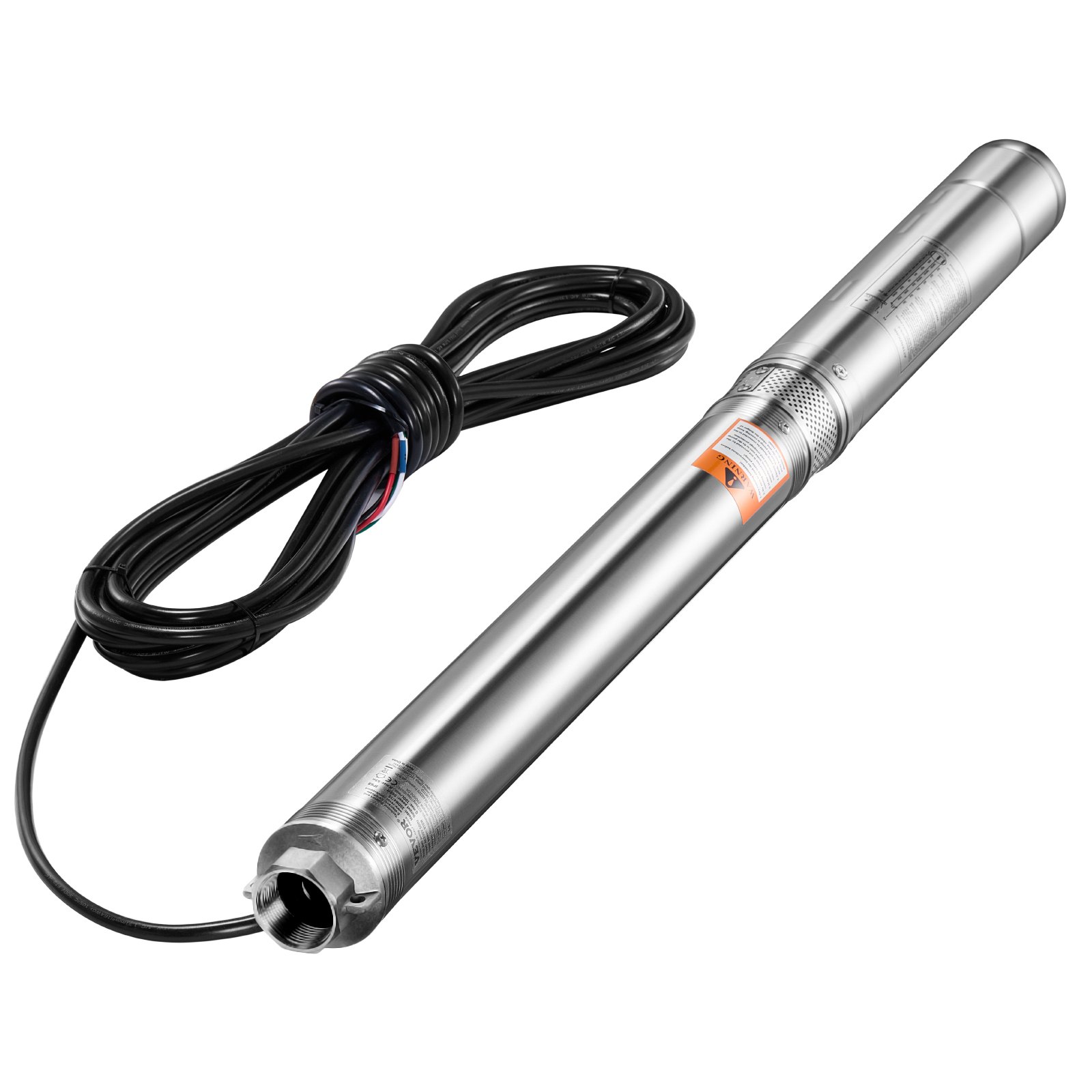 VEVOR Deep Well Submersible Pump, 910W Input Power, 230V, 100 L/min Flow, 53 m(174 ft) Head, 20 m(65.62 ft) Cord with External Control Box, Stainless Steel Water Pump, IP68, for Industrial Irrigation & Home Use