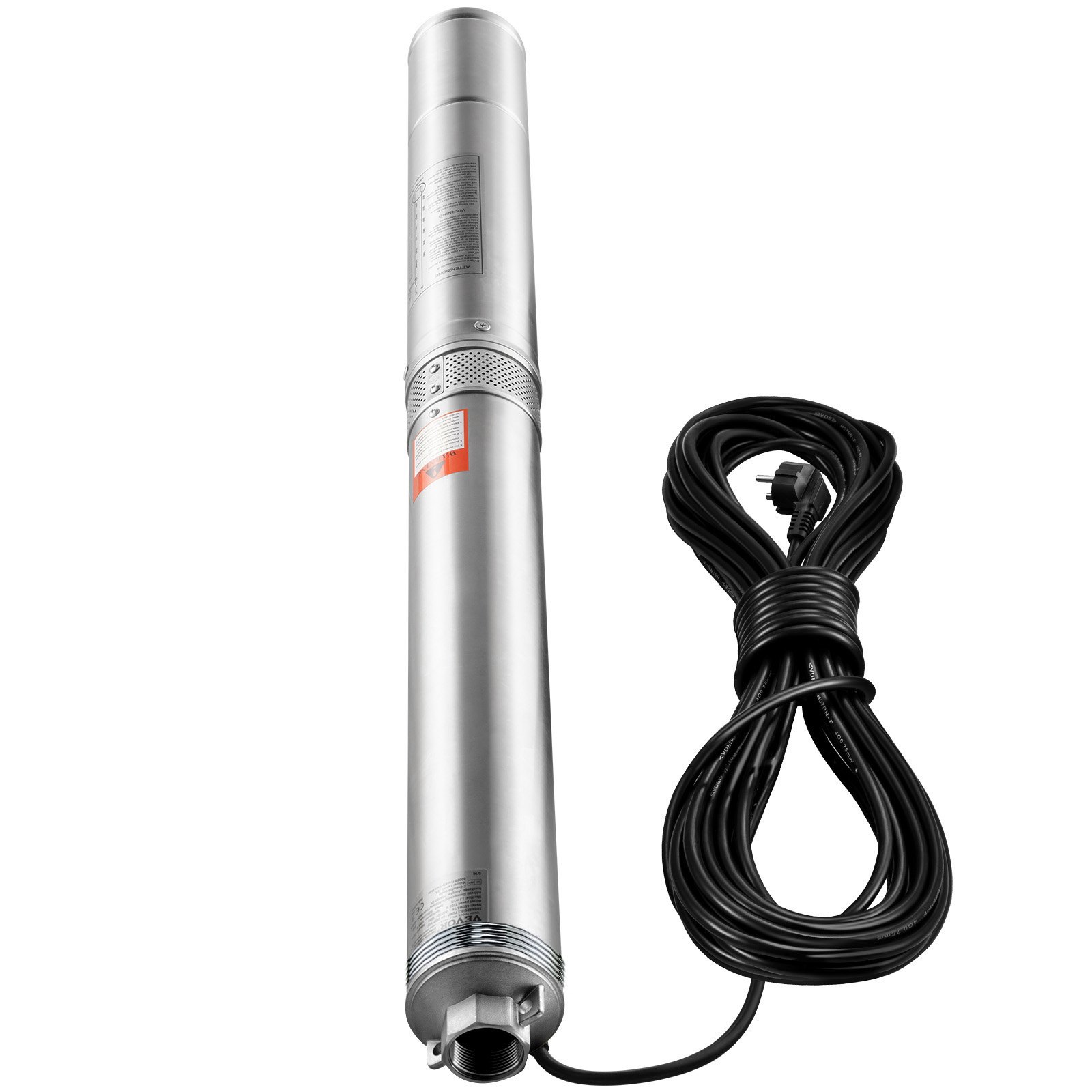 VEVOR Deep Well Submersible Pump, 2HP/1500W 230V/50Hz, 9.8 m³/h Flow 108 m Head, with 9.1 m Electric Cord, Stainless Steel Water Pumps for Industrial, Irrigation & Home Use, IP68 Waterproof Grade