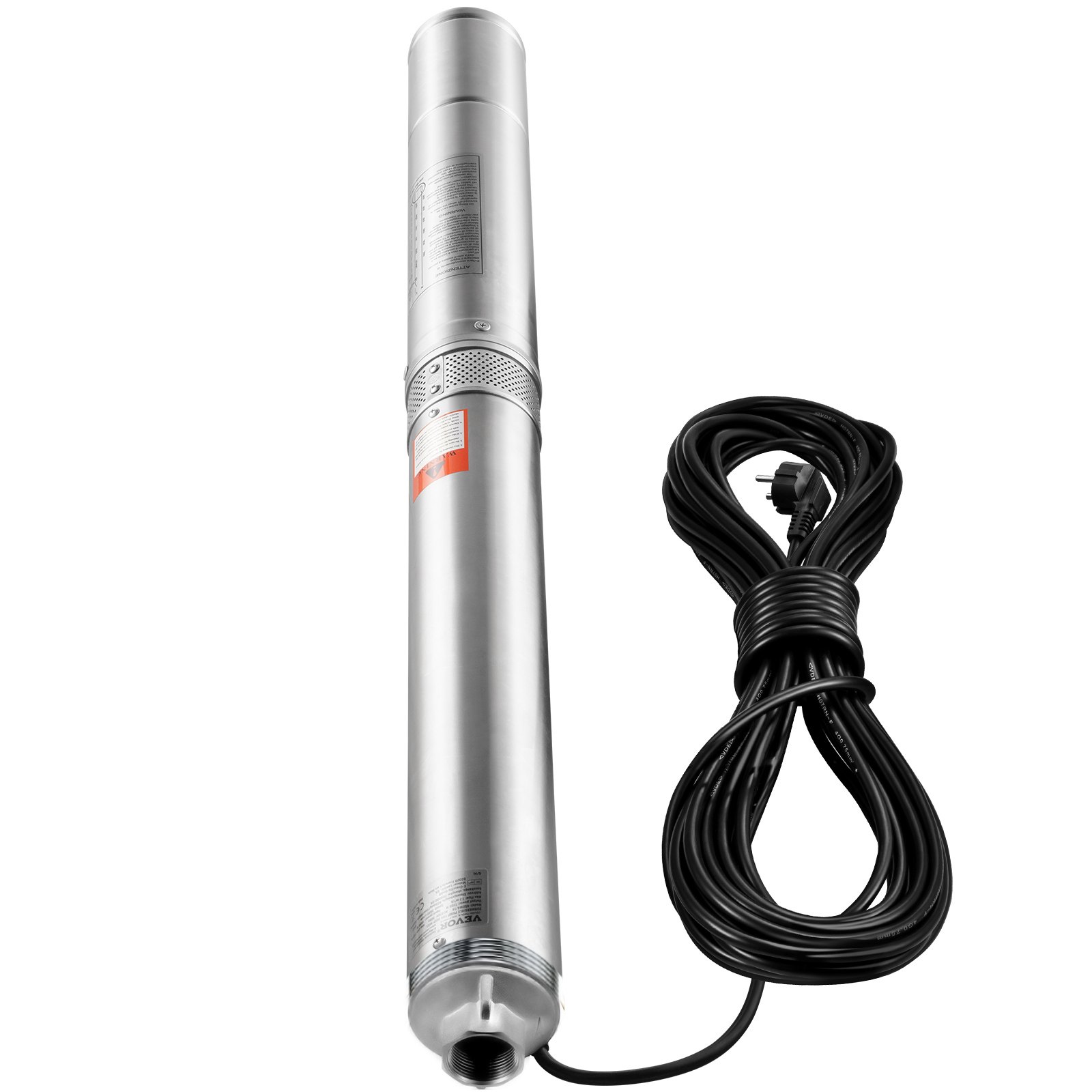 VEVOR Deep Well Submersible Pump, 3HP/2200W 230V/50Hz, 9.8 m³/h Flow 144 m Head, with 9.1 m Electric Cord, Stainless Steel Water Pumps for Industrial, Irrigation & Home Use, IP68 Waterproof Grade