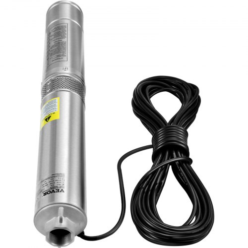 VEVOR Deep Well Submersible Pump, 0.5HP 230V/60Hz, 28gpm 167ft Head, with 33ft Electric Cord, 4" Stainless Steel Water Pumps for Industrial, Irrigation and Home Use, IP68 Waterproof Grade