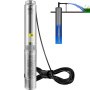 VEVOR Deep Well Submersible Pump, 1HP/750W 230V/60Hz, 37GPM Flow 207 ft Head, with 33 ft Electric Cord, 4 inch Stainless Steel Water Pumps for Industrial, Irrigation & Home Use, IP68 Waterproof Grade