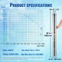 VEVOR Deep Well Submersible Pump, 2200W 230V, 9.8 m³/h Flow 144 m Head, with 19.4 m Cord & External Control Box, Stainless Steel Water Pumps for Industrial Irrigation and Home Use, IP68 Waterproof