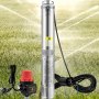 VEVOR Deep Well Submersible Pump, 550W 230V/50Hz, 50L/min 89 m Head, 20 m Cord & Automatic Pressure Switch, 8.2 cm Stainless Steel Water Pumps for Industrial, Irrigation & Home Use, IP68 Waterproof