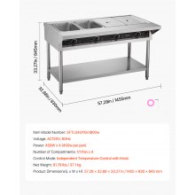 4-Pan Commercial Food Warmer Steam Table with Independent Temperature Control