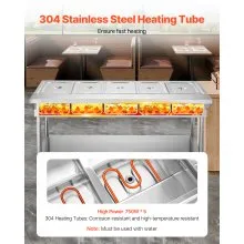 5-Pan Commercial Food Warmer Steam Table with Independent Temperature Control
