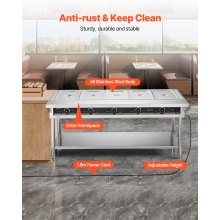 5-Pan Commercial Food Warmer Steam Table with Independent Temperature Control