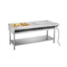 5-Pan Commercial Food Warmer Steam Table with Independent Temperature Control