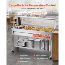 7 Pans + 2 Pots Commercial Food Warmer Steam Table with Undershelf Shield