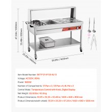 7 Pans + 2 Pots Commercial Food Warmer Steam Table with Undershelf Shield