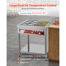 6 x 1/3 Pans Commercial Food Warmer Electric Steam Table with Undershelf