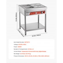 4 x 1/2 Pans Commercial Food Warmer Electric Steam Table with Undershelf