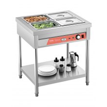 4 x 1/2 Pans Commercial Food Warmer Electric Steam Table with Undershelf