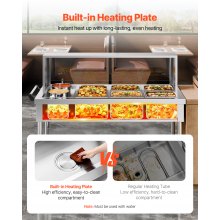 5 Pans + 2 Pots Commercial Food Warmer Steam Table with Undershelf Shield