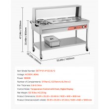 5 Pans + 2 Pots Commercial Food Warmer Steam Table with Undershelf Shield