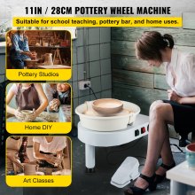 VEVOR Keramikhjul, 11-tums keramisk hjulformningsmaskin, 0-300 rpm hastighet manuellt justerbart 0-7,8 tum lyftben, fotpedal avtagbar bassäng, skulpteringsverktygstillbehörssats för konsthantverk DIY 220V