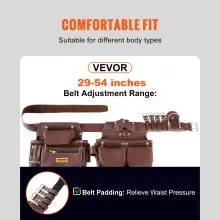 VEVOR Tool Belt Carpenter Construction Tool Pouch 22 Pockets 29"-54" Waist Size