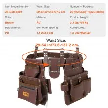 VEVOR Tool Belt Carpenter Construction Tool Pouch 22 Pockets 29"-54" Waist Size