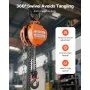 VEVOR Hand Chain Hoist, 2 Ton Capacity, Manual Chain Block with Upgrade G80 Galvanized Chain, 3 m Lifting Height, Heavy Duty Pulley Hoist for Garage Warehouse Automotive Machinery, Orange