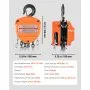 VEVOR Hand Chain Hoist, 2 Ton Capacity, Manual Chain Block with Upgrade G80 Galvanized Chain, 6 m Lifting Height, Heavy Duty Pulley Hoist for Garage Warehouse Automotive Machinery, Orange