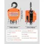 VEVOR Hand Chain Hoist, 3 Ton Capacity, Manual Chain Block with Upgrade G80 Galvanized Chain, 3 m Lifting Height, Heavy Duty Pulley Hoist for Garage Warehouse Automotive Machinery, Orange