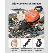VEVOR Hand Chain Hoist 6600 lbs Capacity 10 ft Manual Chain Block with G80 Chain