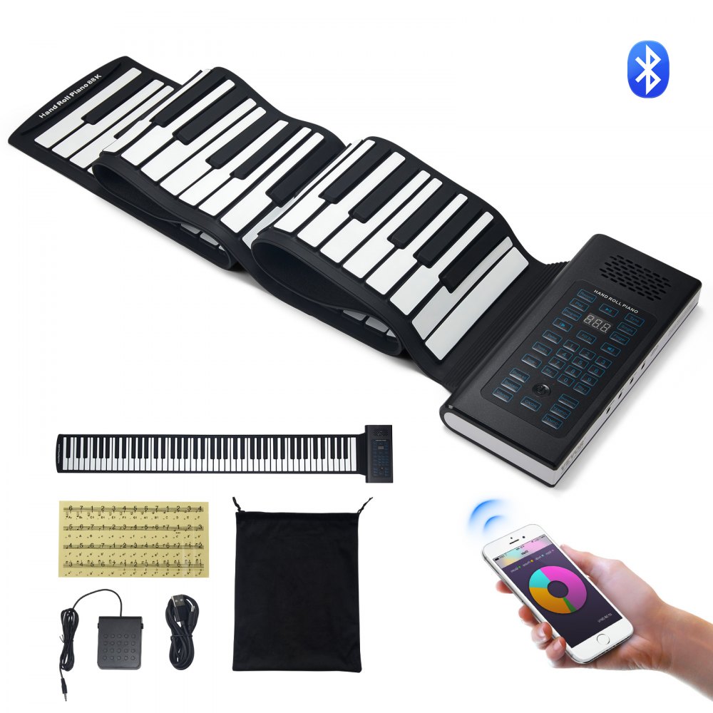 Piano à 88 touches enroulable VEVOR, portable, 128 rythmes et sons rechargeables