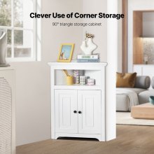 VEVOR 32" Corner Storage Cabinet with 2 Wooden Doors & Adjustable Shelves White