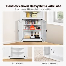 VEVOR 32" Corner Storage Cabinet with 2 Wooden Doors & Adjustable Shelves White