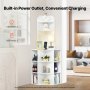 VEVOR 64" Corner Storage Cabinet with Charging Station Adjustable Shelves White