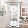 VEVOR 68" Tall Corner Storage Cabinet, 6 Tiers Farmhouse Storage Cabinet with 4 Wooden Doors & Adjustable Shelves, Freestanding Corner Kitchen Cabinet for Living Room, Kitchen, Laundry Room, White