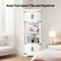 VEVOR 68" Corner Storage Cabinet with 4 Wooden Doors & Adjustable Shelves White