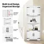 VEVOR 68" Tall Corner Storage Cabinet, 6 Tiers Farmhouse Storage Cabinet with 4 Wooden Doors & Adjustable Shelves, Freestanding Corner Kitchen Cabinet for Living Room, Kitchen, Laundry Room, White