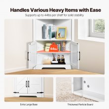 VEVOR 68" Corner Storage Cabinet with 4 Wooden Doors & Adjustable Shelves White