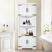 VEVOR 68" Corner Storage Cabinet with 4 Wooden Doors & Adjustable Shelves White