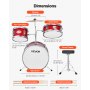 Kids Drum Set 3-Piece Junior Musical Drum Kit with 14 in Bass Drum (Red)