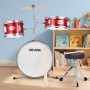 VEVOR Kids Drum Set, 3-Piece 14 in Junior Drum Sets, Beginner Drums Set with Adjustable Throne, Cymbal & Two Pairs of Drumsticks, Musical Learning Drums Instruments Kit, for Children Ages 6-13 (Red)