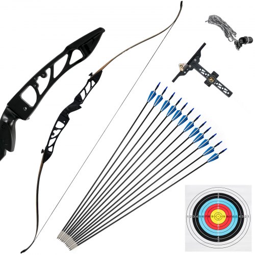 VEVOR Recurve Bow Set 18lbs Arco de tiro con arco Aleación de aluminio Takedown Recurve Bow Mano derecha Arco y flecha Takedown Bow Archery Set Arco y flecha para adultos Competencia de práctica de tiro de caza juvenil