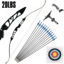 VEVOR Recurve Bow Set 20lbs Archery Bow Aluminum Alloy Takedown Recurve Bow Right Hand Bow with 12 Arrows for Adults Youth Hunting Shooting Practice Competition