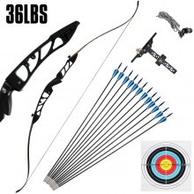 VEVOR Recurve Bow Set 20 28 32 36 38lbs Archery Bow Aluminum Alloy Takedown Recurve Bow Right Hand Bow with 12 Arrows for Adults Youth Hunting Shooting Practice Competition (Black, 36 LBS)