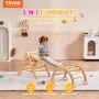 VEVOR Pikler Triangle Set, 5 in 1 Toddler Climbing Toys Indoor Playground, Montessori Climbing Set with Triangle, Ramp, and Arch, Medium Size Wooden Climbing Gym for Toddlers 1-3 Years, Wood Color