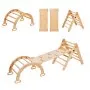 VEVOR Pikler Triangle Set, 5 in 1 Toddler Climbing Toys Indoor Playground, Montessori Climbing Set with Triangle, Ramp, and Arch, Medium Size Wooden Climbing Gym for Toddlers 1-3 Years, Wood Color