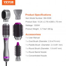 VEVOR Hair Dryer Brush 5-in-1 Hot Hair Styler Upgraded Negative Ion for Curling