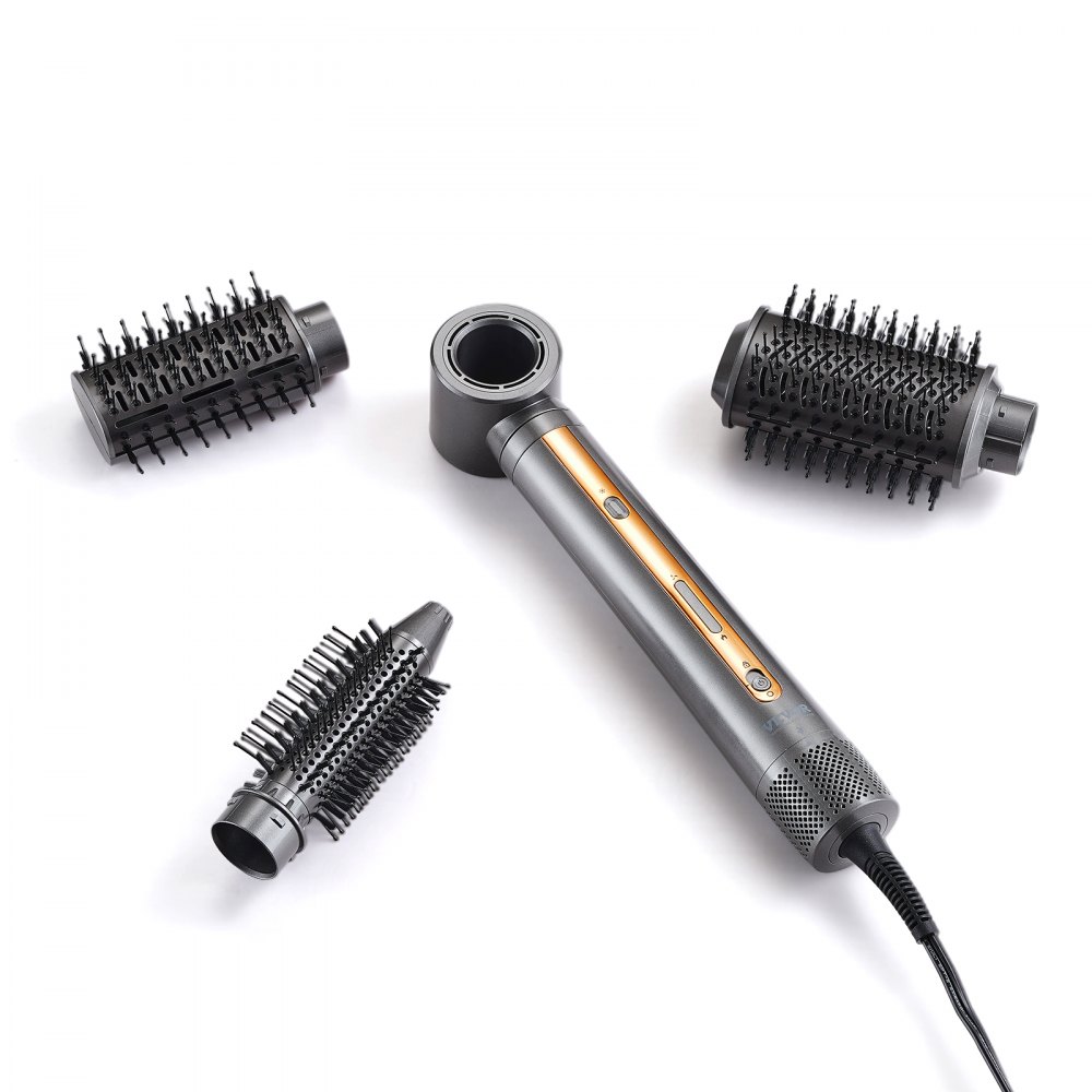 VEVOR Hair Air Styler and Dryer Brush, 4-in-1 Multi Hair Styler, 110,000 RPM High-Speed Ionic Hot Air Styler with 3 Brushes & 1 Nozzle, 4 Temp & 3-Speed Blow Dryer Brush for Curling Styling Volumizing