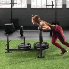 VEVOR Weight Training Sled, Pull Push Power Sled with Handle, Fitness Strength Resistance Training, Steel Workout Equipment for Athletic Exercise & Speed Improvement, Fit for 2" Weight Plate, Black