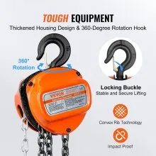 VEVOR 1/2 Ton/1100 LBS Hand Chain Hoist 10 FT Come Along, 1100 lbs Capacity G80 Galvanized Carbon Steel with Double-Pawl Brake, Auto Chain Leading & 360° Rotation Hook, for Garage Factory Dock
