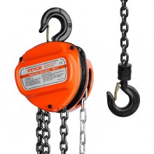 VEVOR Manual Chain Hoist, 1 Ton 2200 lbs Capacity 10 FT Come Along, G80 Galvanized Carbon Steel with Double-Pawl Brake, Auto Chain Leading & 360° Rotation Hook, for Garage Factory Dock