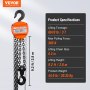 VEVOR Hand Chain Hoist, 3 Ton 6600 lbs Capacity 10 FT Come Along, G80 Galvanized Carbon Steel with Double-Pawl Brake, Auto Chain Leading & 360° Rotation Hook, for Garage Factory Dock
