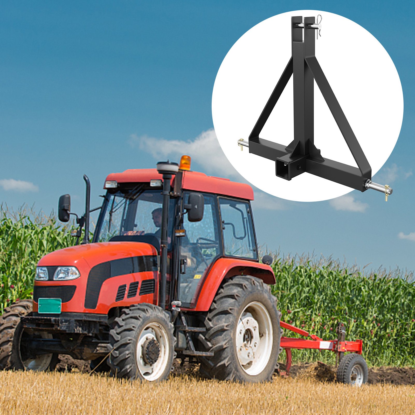 VEVOR 3 Point Hitch Receiver, 3 Point 2" Receiver Trailer Hitch Κατηγορία 1 Προσαρμογέας ράβδου ρυμούλκησης τρακτέρ με καρφίτσες, Συμβατό με Kubota, Mahindra, Ford, Yanmar, John Deere, Massey Ferguson