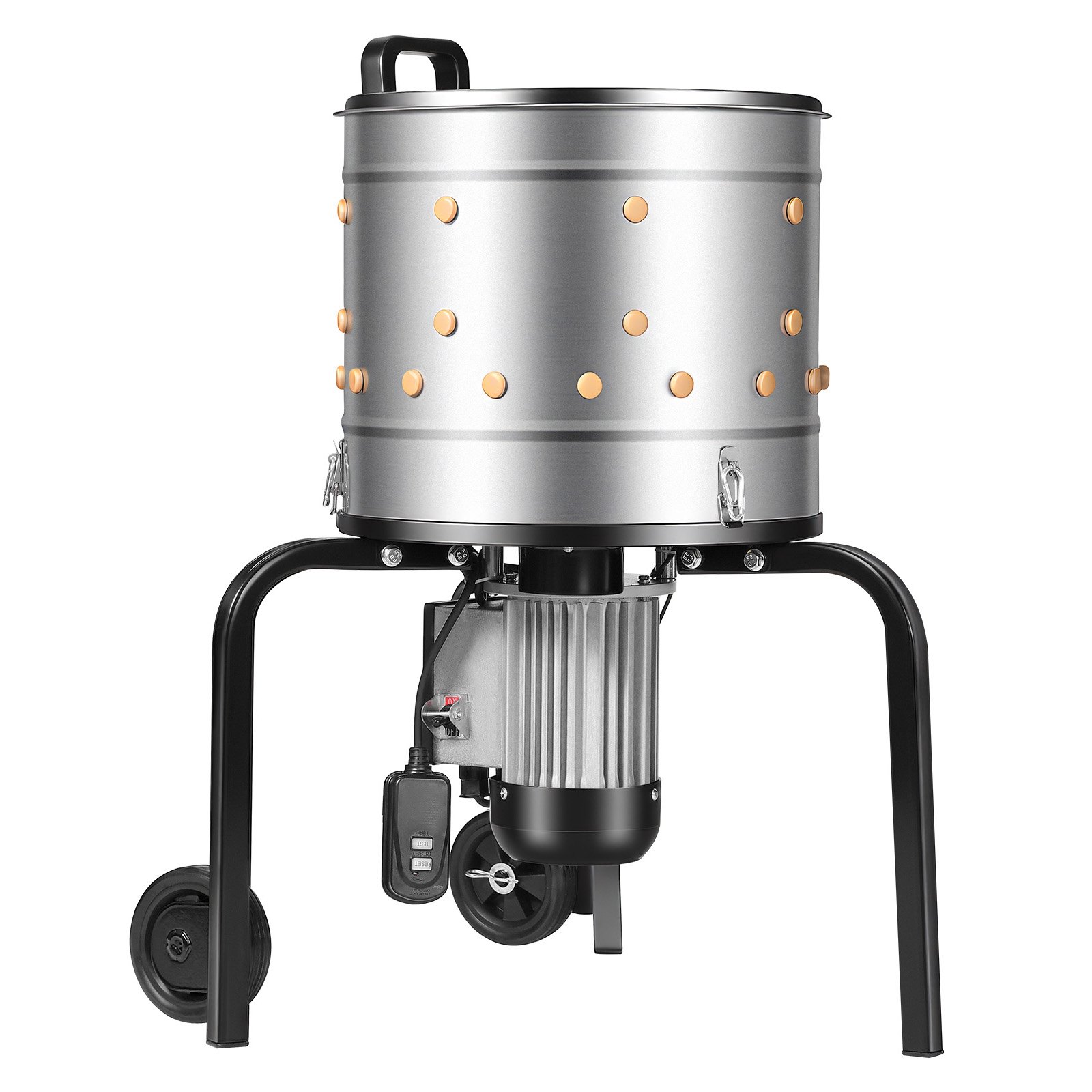 VEVOR Chicken Plucker Machine, 400mm Drum, 500W & 230RPM Electric Chicken Plucking Machine with 114 Soft Fingers & Transport Wheels, Stainless Steel Feather Remover for Processing 1-2 Chicks Once