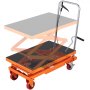 VEVOR Hydraulic Lift Table Cart, 330lbs Capacity 50" Lifting Height, Manual Double Scissor Lift Table with 4 Wheels and Non-slip Pad, Hydraulic Scissor Cart for Material Handling and Transportation